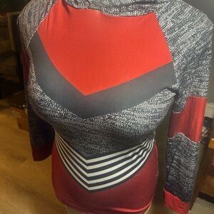 Lily Red and Gray Long Sleeve Top